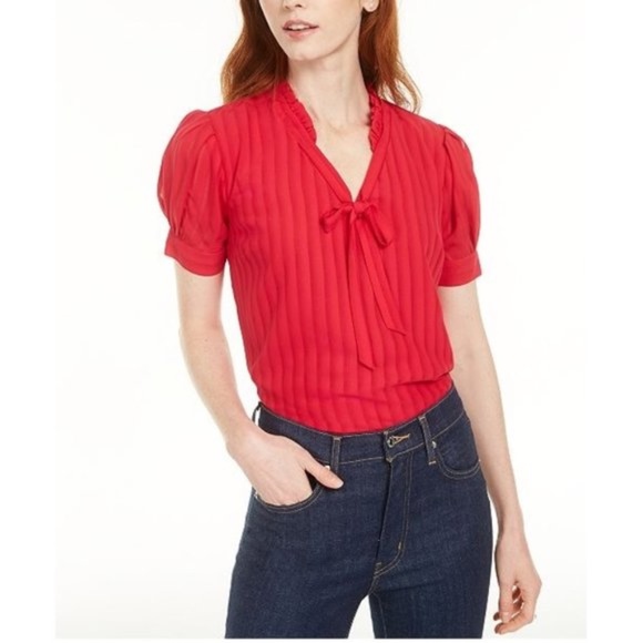 Maison Jules Ruffled Tie-Front Top - Picture 1 of 4